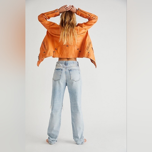 Free People We The Free  Jealousy Leather Moto Jacket - Picture 3 of 7